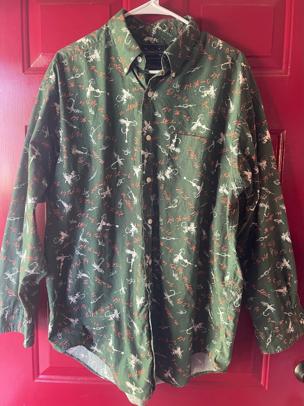 Men's Forest Green Printed Button-Down Casual Shirt